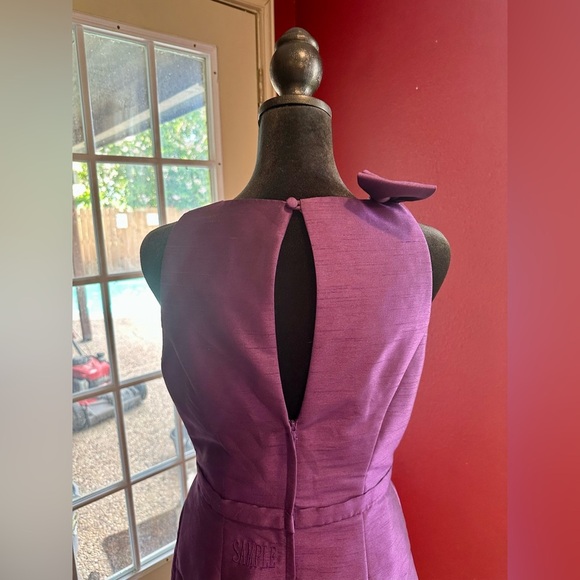 RARE SAMPLE Alexia Designs Purple Bow Shoulder Dress Size 10 | Spring 2014 - Picture 8 of 10